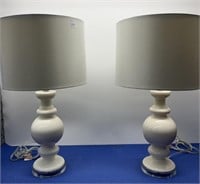 Pair of Creme Table Lamps with Shades