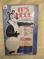 Hamm's Beer Metal Sign, 12" x 8"