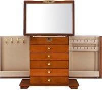 New $100 Wooden Jewelry Cabinet w Lock