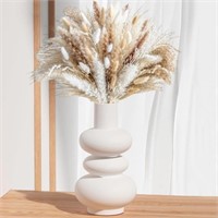 New White Ceramic Boho Vase Medium Size