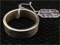 1909 Half Dollar Ring Sz 14