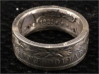 1921 Silver Morgan Dollar Ring Sz 11.5
