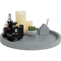New $45 16 Inch Round Vanity Tray, Concrete