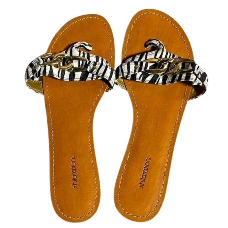 Zebra print with gold thong sandals