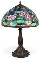 Contemporary Table Lamp w/ Leaded Lamp Shade.