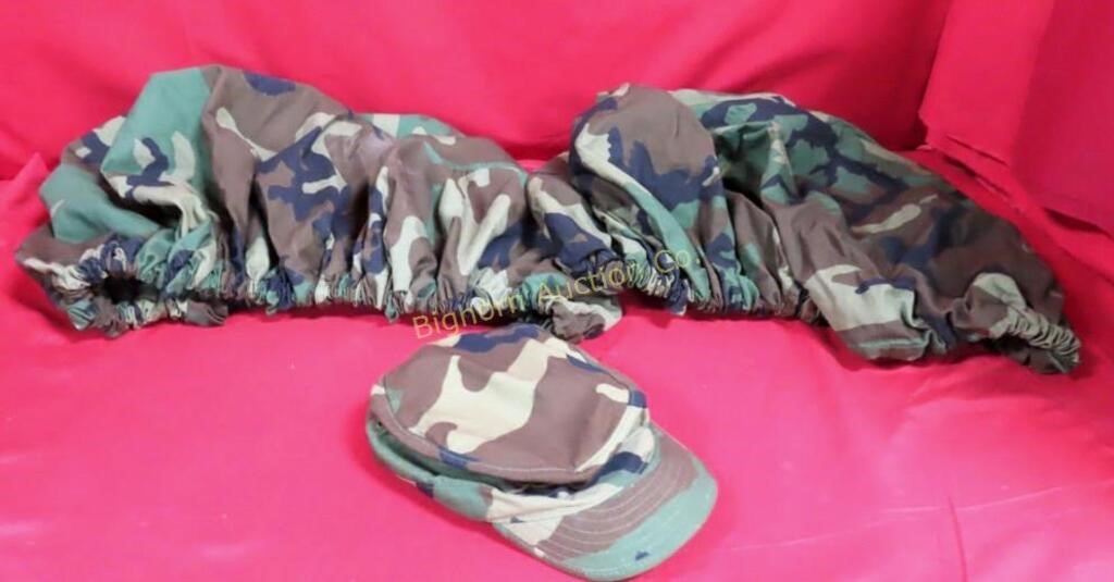 Military Camo Hat & Backpack Covers 3 PC Lot