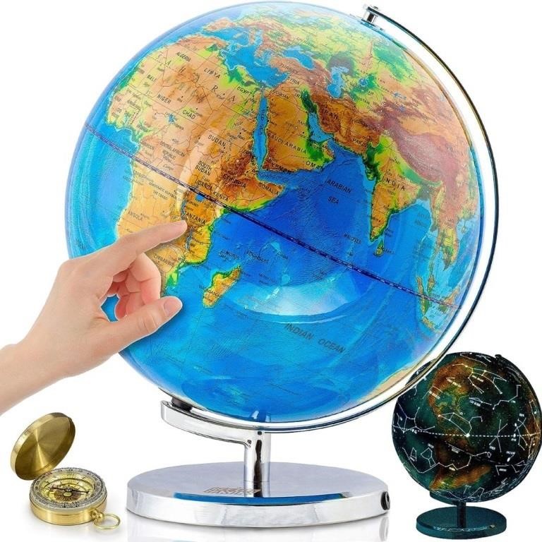 New Illuminated Globe of the World with Stand -