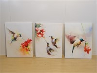 Abstract hummingbirds art print , set of 3. See