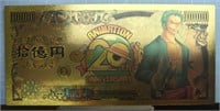 One piece anime 24K gold-plated bank note