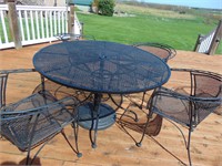 Expanded Metal Patio Table and Four Chairs