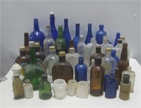 Antique & Vtg Glass Bottles Tallest 14"