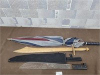 Sword, wooden sword, umbrella
