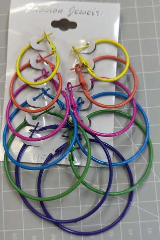 Multi-color hoop earring set