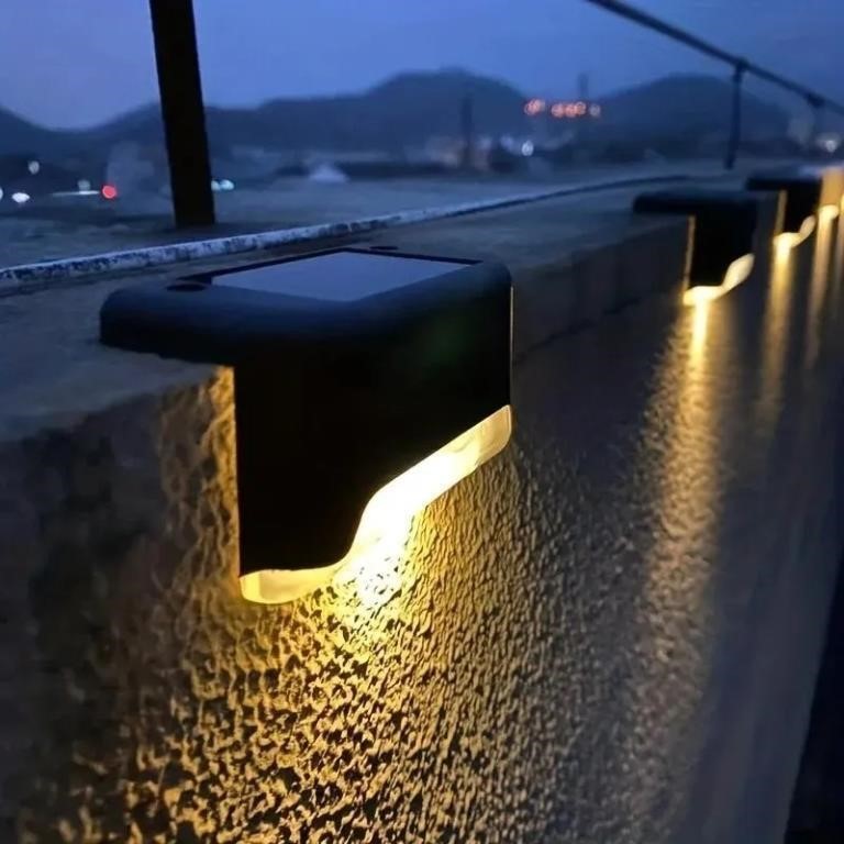 brown 4Pack LED Solar Stair Light Lamp Waterproof