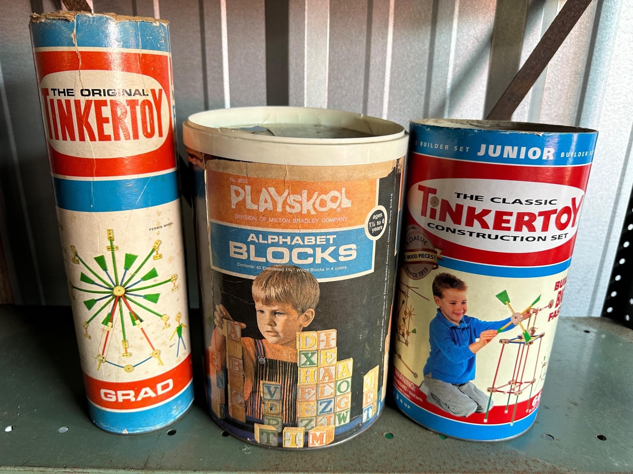 Vintage Tinkertoys & Wood Blocks
