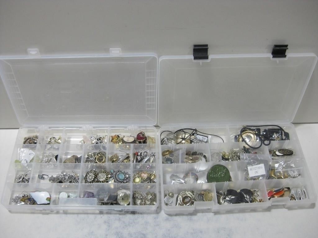 Two Bass Pro Shop Container W/Costume Jewelry