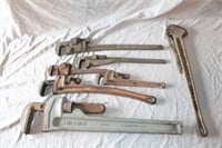 6 Pipe Wrenches & Chain Wrench