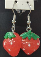 Strawberry resin earrings