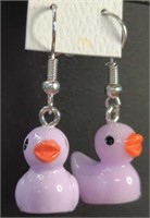 Purple rubber ducky earrings
