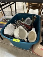 LARGE BIN OF MISC PITCHERS ETC
