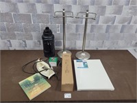 Art canvas, tp holders, tripod, large water bottle