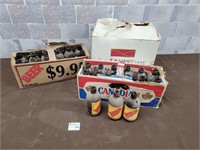 Antique beer bottles with original boxes
