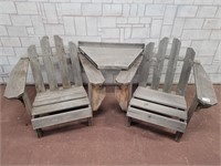 Double Wood Adirondack Chair with side table