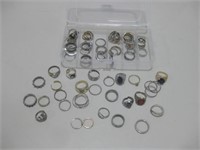 Plastic Container W/Costume Jewelry Rings