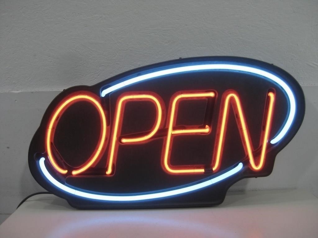 2.5"x 17" Neon Open Sign Works See Info