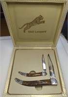 Son and dad leopard two-piece knife set with gift