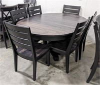 Maple Dining Table With 6 Chairs In Gunsmoke/Black