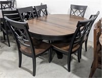 Maple Dining Table With 6 Chairs In Cocoa/Black