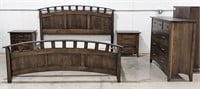 4 PC Brown Maple King Bedroom Set In Saddle