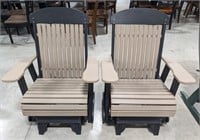 2 Pc Tan & Black Poly Glider Chair Set