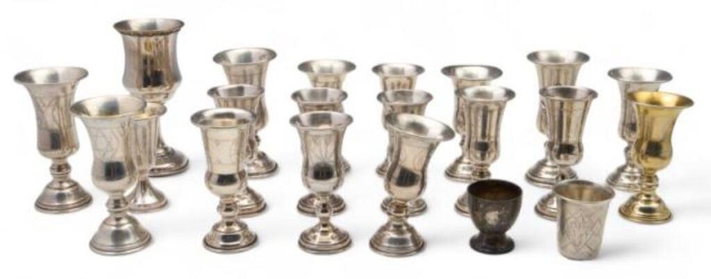 Lot of Mostly Sterling Silver Kiddush Cups.