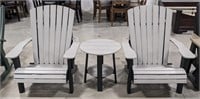 3 Pc Black & Grey Poly Patio Chairs & Table