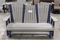 Blue & Grey Poly Glider Bench w/ Cup Holders