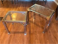 Chrome and glass 2 table set - sizes in pics