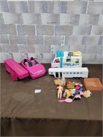 Barbie cars, trailers, and other doll items