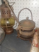 Candle Holder, Cast Iron Fire Place Pot w/ Starter