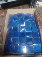 Box Lot of Small Square Blue Ceramic Tiles