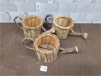 3 Wood watering can planters