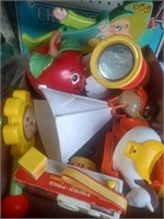 Box Lot of Various Vtg. Fisher Price Toys and More