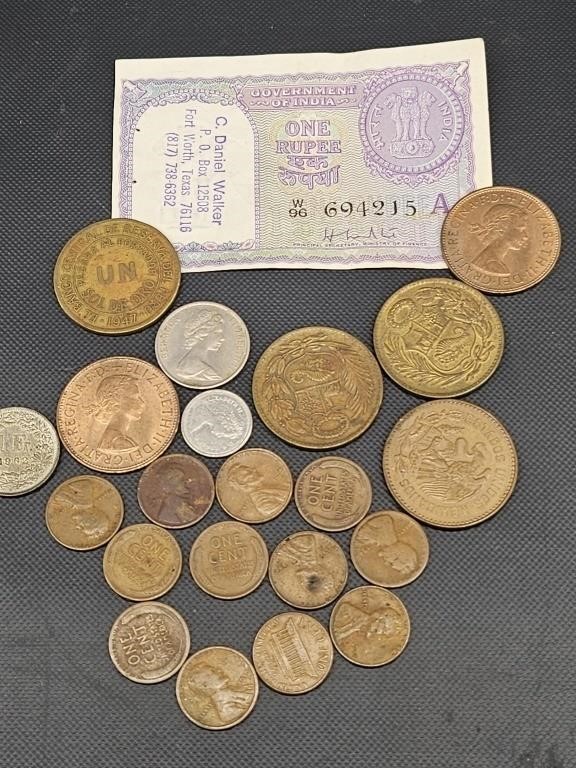 Selection of Foreign Coins & Currency