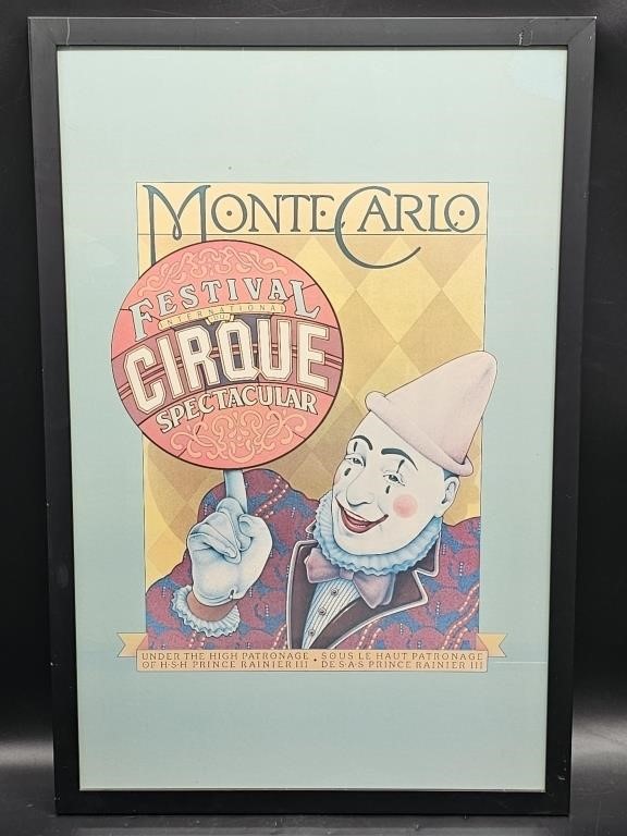 Vintage Circus Poster for Monte Carlo in French