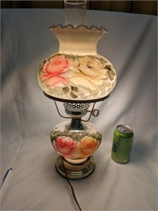 Vintage Hurricane Glass Table Lamp 18" tall