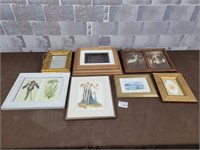 Vintage wall art and gold frames