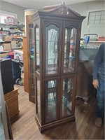 Cherry Lighted Curio Cabinet-76t x 29w x 14d