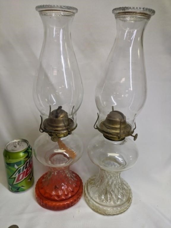 2 USA Vintage Oil Lamps 16" tall