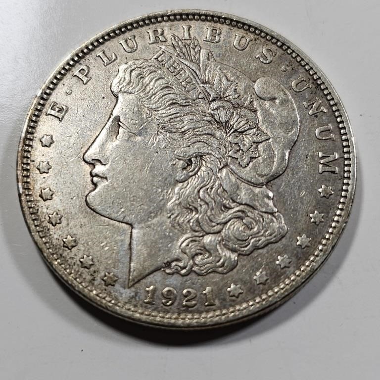 1921 D Morgan Silver Dollar Coin.